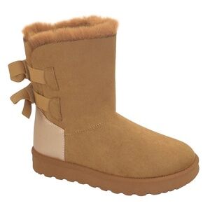 Women BOOTS WITH BOW fur line  2060 Tan